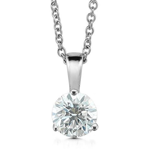 14k White Gold 3-Prong Solitaire Natural Diamond 
