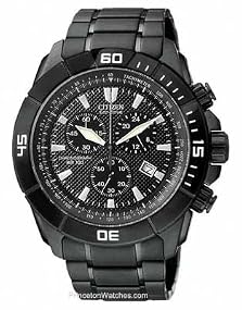 Citizen #AT0815-51E Men's Eco Drive Black IP Stainless Steel Chronograph Watch
