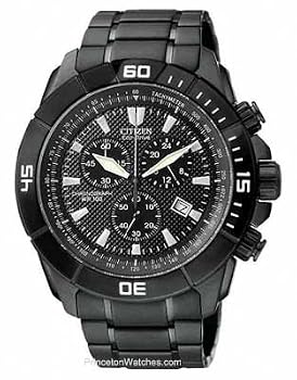 Citizen #AT0815-51E Men's Eco Drive Black IP Stainless Steel Chronograph Watch
