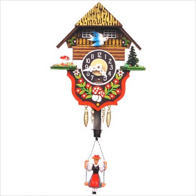 Swinging Girl Chalet Carved 5 Clock
