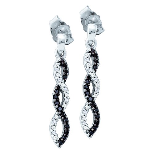 10K White Gold 0.15 ct. Black and White Diamond Fashion Earrings