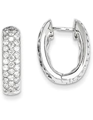 14k White Gold Diamond In/Out Hinged Hoop Earrings. Carat Wt- 1.174ct
