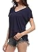 Hearts & Hips Women's Oversize Solid Plain V-neck T Shirt Tops Short Sleeve