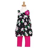 Bonnie Jean Infant Baby Girls Black Floral Bubble Top Outfit 9M