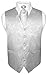 Men's Paisley Design Dress Vest & NeckTie SILVER GREY Color Gray Neck Tie Set