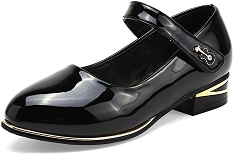 Girls Velcro Cute Fashion Violin Dance Show Students Princess Leather Mary Jane Dress Shoes Black (Toddler/Little Kid/Big Kid) Insole Length 7.83 Inch