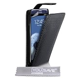 Yousave Accessories� Samsung Galaxy S3 Accessori I9300 Cuoio Fibra di Carbonio Caso Copertinadi Yousave