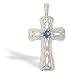 Jewelry : 14K White Gold Genuine Round Tanzanite Cross Pendant