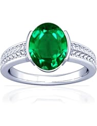 Platinum Oval Cut Emerald Womens Astrological Ring