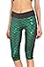 LOV ANNY Women's Fish Scale Printed Running Yoga Capri Leggings Green XL