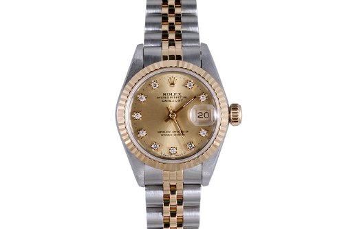 Rolex Ladies 2 Tone Datejust With Factory Champagne Diamond Dial