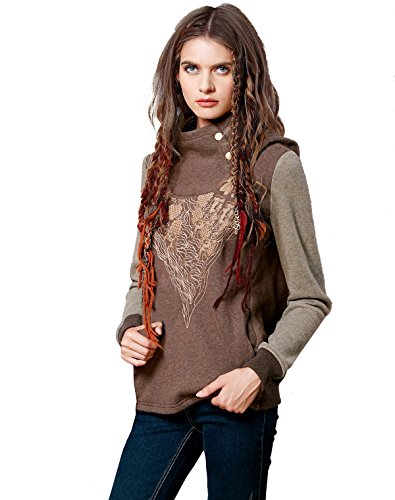 (アートカー)Artka オリジナルデザイン レディーズエスニック系フード付き刺繍入りパーカ VA15151Q