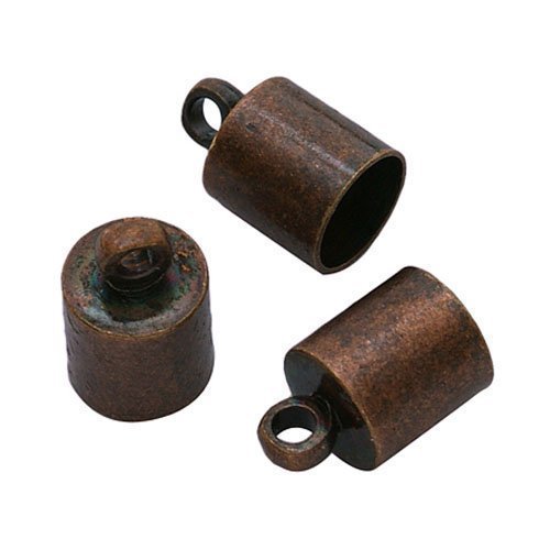 Pack Of 30 x Red Copper Plated Brass 6mm Kumihimo Barrel End Caps - (HA01402) - Charming Beads