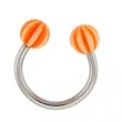 STAINLESS STEEL HORSESHOE WITH BALL ORANGE/WHITE DESIGN Gauge: 14, Ball Size: 5mm Sold as a Pair