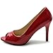 Ollio Women's Shoe Open Toe High Heel Enamel Basic Pump