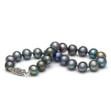 AAA Quality, 7.0-8.0 mm, 7.5-inch, Black Freshwater Pearl Bracelet, 14k White Gold Clasp