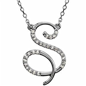 14k White Gold Sexy S Initial Diamond Necklace