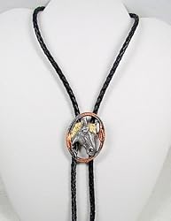 Tricolor Horsehead Pewter Bolo Tie