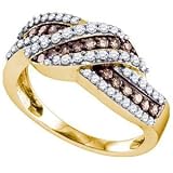 3/4 Carat Chocolate & White Diamond 10k Yellow Gold Right Hand Ring
