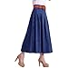 Mingxin Casual Full / Maxi / Long Women's A-line Flared Pleated Denim Skirt Blue