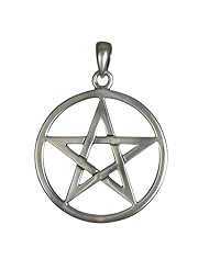 Large Sterling Silver Pentagram Pentacle Pendant - Wiccan Pagan Jewelry