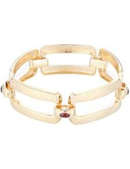 Matte Gold over Sterling Silver Rectangular Outline Link Bracelet