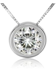 Charles W. 14K Round Forever Brilliant Moissanite DEW 1.0 Solitaire Necklace 18"