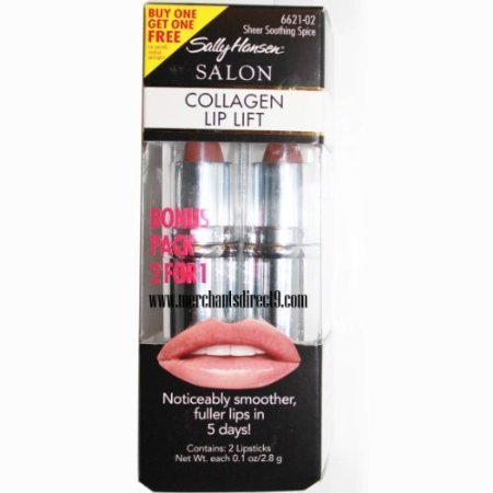 Sally Hansen Salon Collagen Lip Lift, 6621-02 Sheer Soothing Spice, Bonus Pack 2 For 1