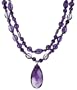 14k Yellow Gold Faceted Amethyst Necklace with Pear Shaped Pendant, 17-18"