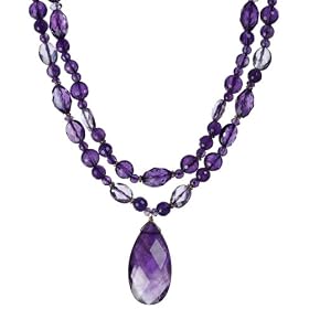 14k Yellow Gold Faceted Amethyst Necklace w Pear Shaped Pendant, 17-18 by Amazon.com Collection