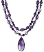 14k Yellow Gold Faceted Amethyst Necklace with Pear Shaped Pendant, 17-18"