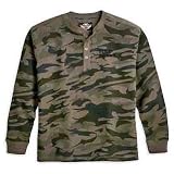 Harley Davidson Mens Long Sleeve Camouflage Henley--LIMITED EDITION. Waffle-knit camo... by Harley Davidson
