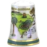 South Carolina State Map Pearl Souvenir Collectible Thimble agc
