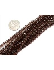 4mm round faceted smoky Quartz beads strand 15"