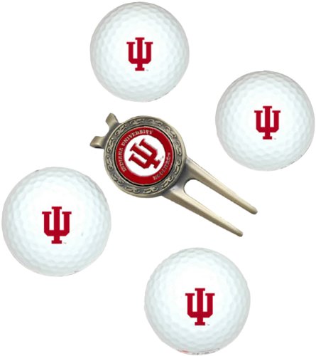 Indiana Hoosiers Pack Of 4 Golf Balls And Divet Tool Gift Set From Team Golf