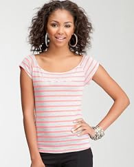 bebe Logo Neon Stripe Tee