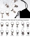41FCCX8K6GL. SL160  Franmara Wine Glass Charms   Set of 12, Charm: Land & Sea