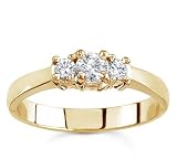 18k Yellow Gold Three-Stone Diamond Ring (G/VS2, 1/4 ct. tw.)