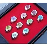 10xPCS Naruto Black Akatsuki Ring Set Sasori Itachi Hidan Deidara