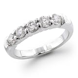 14K White Gold 1.00 ctw. Five - Stone Diamond Wedding / Anniversary Band (G-H;SI1-2)