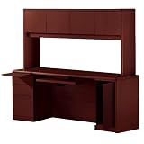 10700 Series Contemporary Computer Credenza  Hutch in Mahogany Finish