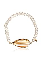 Silver Luxe Pulsera Amber And Pearl