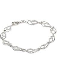 Sterling Silver Solid Marquis Link Bracelet, 7.25"