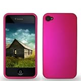 Hot Pink Rubberized Snap-On Hard Skin Case Cover for Verizon Apple iPhone 4 ....