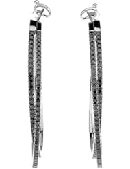 14K White Gold Black Diamond Hoop Earrings - 1.87 Ct. -- LIFETIME WARRANTY