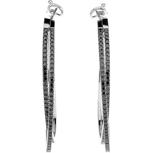 14K White Gold Black Diamond Hoop Earrings 1.87 Ct. 41FCLzcom6L 14K White Gold Black Diamond Hoop Earrings 1.87 Ct.