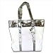 Milano Canvas and Leather Handbag in Silver