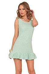 Sexy Flutter Sleeveless Polyester/Spandex Vintage  Houndstooth Print Party Dress/Mini Dress  With Ruffles