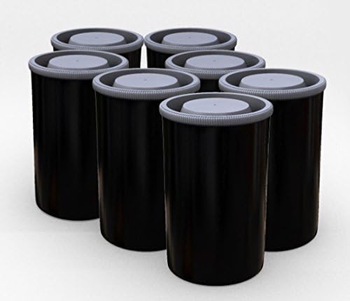 Film Canisters: 12 Pack, Empty with Caps, Black. Super Value. BETTER SEALING LIDS!