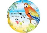 Tropical Paradise It Must Be 5:00 Somewhere Parrot Wall Clock